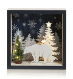 20cm Wooden Forest Box Scene Battery Operated Light Up Warm White Xmas Festive Premier Decorations