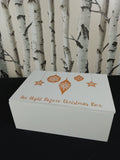 ""29x20cm 2 Asst White Christmas Box Gold & Silver "" Unbranded