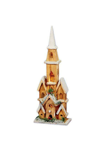 Premier Christmas Warm White LED Light Up Wooden Church, 50cm Xmas Decoration - Retail ABC - Branded Goods - Discount Prices