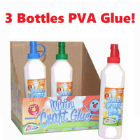 3 Bottles White Glue Washable Child Friendly PVA Glue Transparent Arts & Crafts Efco