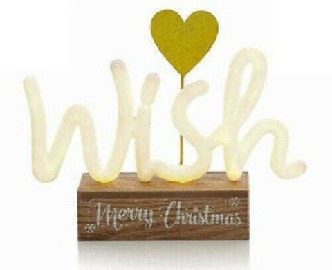 20cm Wish Neon Lit Decoration Warm White LED Battery Operated Christmas Premier