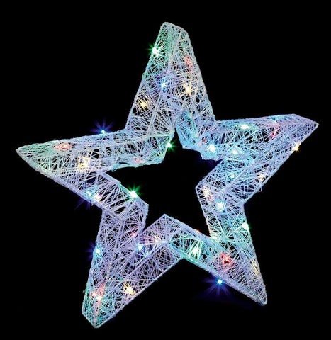 45cm Lit White Star Sculpture Multi-coloured LED Indoor Christmas Decoration Premier