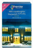 Premier 480 LED White Clear Cable 11.8 Metre Snowing Icicles Outdoor Lights - Retail ABC - Branded Goods - Discount Prices