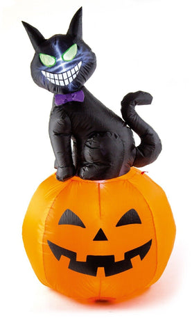 Premier 1.2M  Inflatable Halloween  Cat on Pumpkin with LEDs Premier