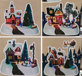 Christmas 15cm Lit Animated House Village Scene Tree Santa 4 Designs Xmas Premier Decorations