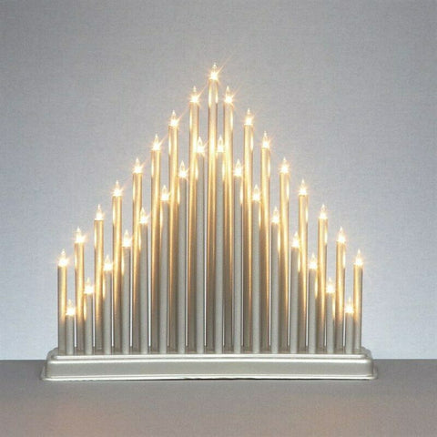 Silver 33 Christmas Pipe Candle Bridge Traditional Light Up Arch Decoration - Retail ABC - Branded Goods - Discount Prices