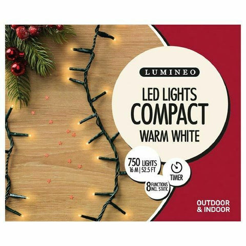 Lumineo LED Lights Compact 750 Warm White 16m 52.5ft Multi-function Timer - Retail ABC - Branded Goods - Discount Prices