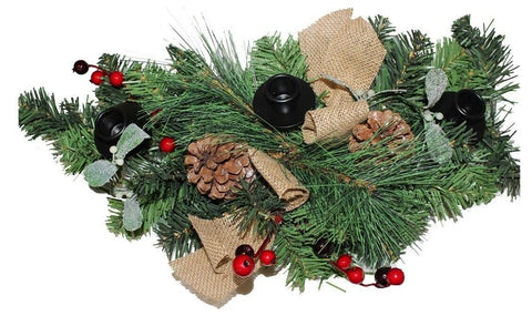 Christmas Table Centrepiece Rustic Pine Cone Red Berries Decoration - 60cm - Retail ABC - Branded Goods - Discount Prices
