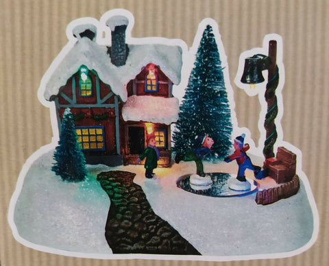 Christmas 15cm Lit Animated House Village Scene Tree Santa 4 Designs Xmas Premier Decorations