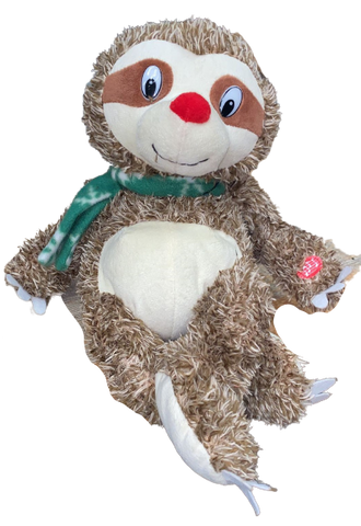 Premier 29cm Sitting Animated Musical Christmas Sloth with Santa Hat - Retail ABC - Branded Goods - Discount Prices