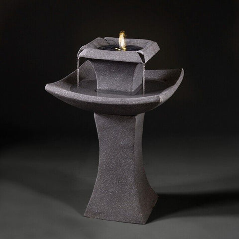 Solar Power Outdoor Pagoda Stone Effect Water Fountain Feature Garden Bird Bath Smart Garden