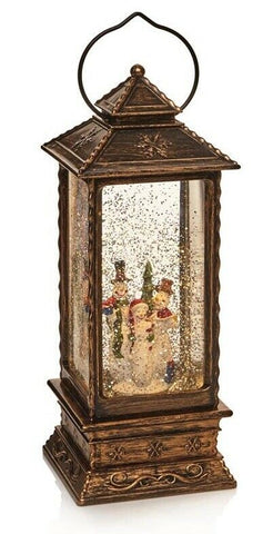 27cm Oblong Lantern Glitter Water Spinner Santa or Snowman Warm White LED Xmas Premier