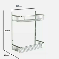 2 Tiers Flat Storage Shower Rack Shelf Organiser Bathroom Caddy Basket Tidy Unbranded