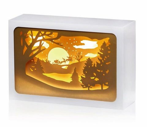 Paper Diorama Woodland Scene 21cm Warm Lit Christmas Xmas Decoration Battery Op - Retail ABC - Branded Goods - Discount Prices