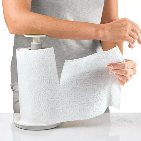 Pipe Paper Towel Holder Black Iron Industrial Push Stop Kitchen Roll Stand Cream Maison & White