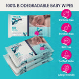 6 Packs x 63 Biodegradable Cotton Baby Water Wipes Sensitive Newborn Unscented