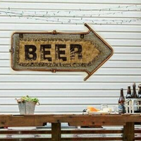 Copper Pipe Arrow "BEER" Directional Hessian Wall Hanging Sign Plaque BA161097 Unbranded