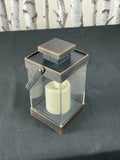 18.5cm Floating Lantern With-Timer Gold Wooden Frame Clear Glass T-Light Holder Unbranded