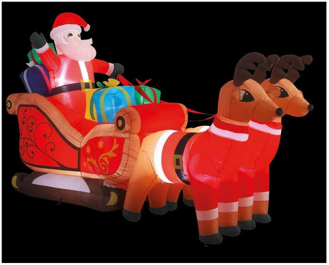 GIANT! 3m x 2m Christmas Inflatable Santa in Sleigh with Reindeers LED Outdoor - Retail ABC - Branded Goods - Discount Prices