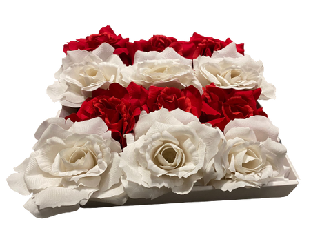 12 Pack Large 6x Red 6x Cream Rose Christmas Tree Flower Clip On Xmas Decoration - Retail ABC - Branded Goods - Discount Prices