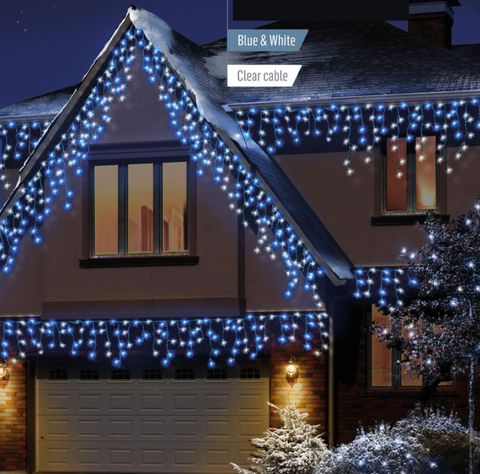 180 - 960 LED White Snowing Icicles Christmas Party Wedding Outdoor Lights Timer - Retail ABC - Branded Goods - Discount Prices