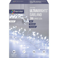 288 LED UltraBrights Multi-Action Christmas Garland Silver Wire Lights - WHITE Premier