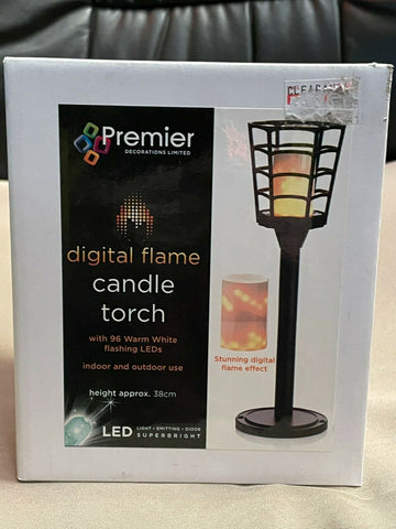 Digital Flame Candle Torch with 96 Warm White Flashing LEDs Indoor Outdoor Premier