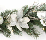 Premier 1.8m Pre-Lit Silver Garland Fireplace Table Top Christmas Decoration Premier