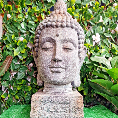 Buddha Head Sculpture Ornament indoor outdoor garden Home Decor Stone Ceramic Premier