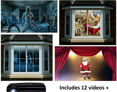 12 x CHRISTMAS & HALLOWEEN FX Projector Video Files Window Display -VIDEOS ONLY! Premier