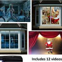 12 x CHRISTMAS & HALLOWEEN FX Projector Video Files Window Display -VIDEOS ONLY! Premier