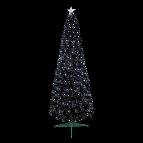 Premier 1.8m Black Slim Fibre Optic Christmas Tree With White Multi Action LEDs Premier