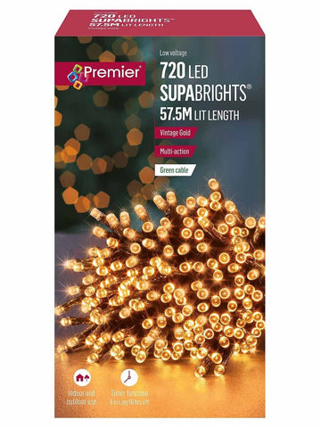 Premier Supabrights Christmas Tree Fairy Lights - 720 Led - Vintage gold Premier