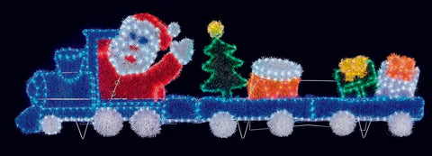LARGE 250x76cm Tinsel Santa Train Flashing Wheel 576 Multi-colour LED Rope Light - Retail ABC - Branded Goods - Discount Prices
