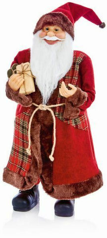 Premier Traditional 60cm Standing Santa Claus Glasses Plaid Christmas Decoration - Retail ABC - Branded Goods - Discount Prices