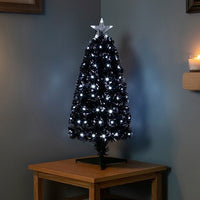 Premier Black Slim Fibre Optic Tree With White LEDs – 80cm Premier
