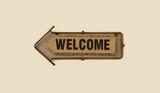Copper Pipe Arrow "WELCOME" Hessian Wall Hanging Sign Wall Plaque Decor BA161096 Transomnia