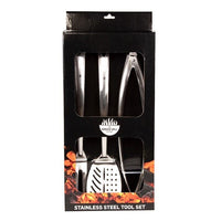3 Piece BBQ Grill Tool Set Stainless Steel Utensil Set Barbecue Spatula Tongs Premier