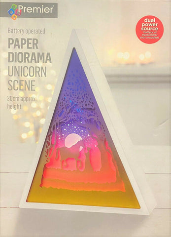 Premier Paper Diorama LED Battery Op / Mains Powered Unicorn Light Up Scene Box Premier